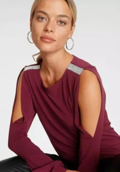 Melrose Langarmshirt mit Strassdetail Schwarz, Schwarz-weiß-rosé, Dunkelrot 13 Melrose Langarmshirt mit Strassdetail Schwarz, Schwarz-weiß-rosé, Dunkelrot -Melrose Verkaufsshop 0368afbb 968e 502a b944 75a07e4571a8