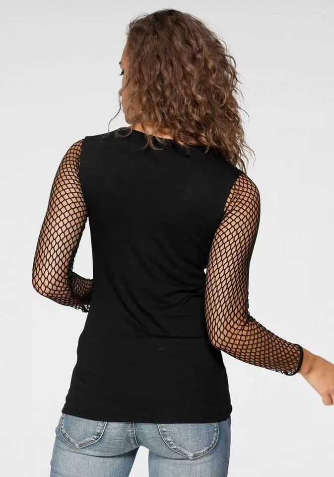 Melrose Rundhalsshirt mit elastischen Ärmeln aus Netz 4 Melrose Rundhalsshirt mit elastischen Ärmeln aus Netz – Bild 2