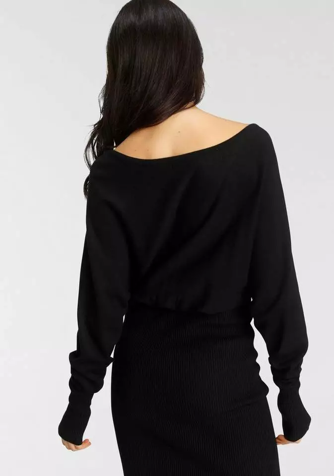 Melrose Strickkleid mit Fledermaus-Oberteil und Ziergürtel - NEUE KOLLEKTION Beere, Schwarz 5 Melrose Strickkleid mit Fledermaus-Oberteil und Ziergürtel - NEUE KOLLEKTION Beere, Schwarz – Bild 3