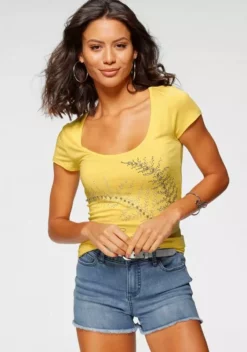 Melrose Rundhalsshirt mit Perlen und Glitzersteinen