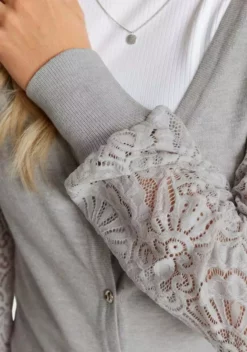 Melrose Strickjacke mit Ärmeln aus Spitze Schwarz, Hellgrau 15 Melrose Strickjacke mit Ärmeln aus Spitze Schwarz, Hellgrau -Melrose Verkaufsshop 12a3886f f560 5b10 98a0 d0cdeab9b574