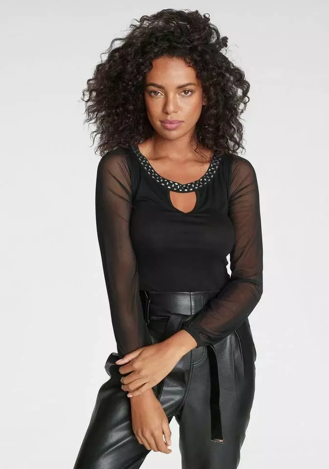 Melrose Rundhalsshirt mit Glitzer und Mesh 3 Melrose Rundhalsshirt mit Glitzer und Mesh