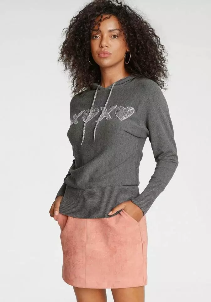 Melrose Fledermauspullover mit Kapuze und Pailletten-Stickerei 3 Melrose Fledermauspullover mit Kapuze und Pailletten-Stickerei