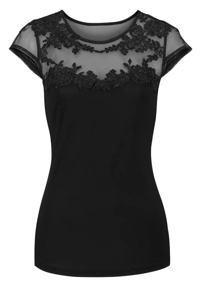 Melrose Rundhalsshirt mit Spitzen-Applikation 7 Melrose Rundhalsshirt mit Spitzen-Applikation – Bild 5