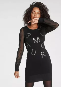 Melrose Verkaufsgeschäft 39 Melrose Strickkleid mit Chiffonärmeln und Buchstaben-Print - NEUE KOLLEKTION