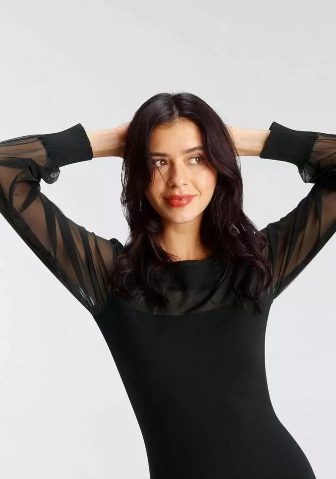 Melrose Strickkleid mit transparenten Ärmel und Streifen - NEUE KOLLEKTION 8 Melrose Strickkleid mit transparenten Ärmel und Streifen - NEUE KOLLEKTION – Bild 6