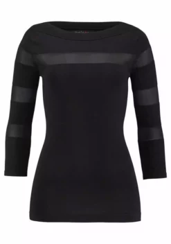 Melrose 3/4 Arm-Pullover mit transparenten Streifen Braun, Schwarz 13 Melrose 3/4 Arm-Pullover mit transparenten Streifen Braun, Schwarz -Melrose Verkaufsshop 17173316