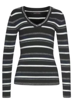 Melrose V-Ausschnitt-Pullover mit weichem Glitzergarn und Pailletten-Details Schwarz-grau-gestreift, Schwarz-royalblau-gestreift 16 Melrose V-Ausschnitt-Pullover mit weichem Glitzergarn und Pailletten-Details Schwarz-grau-gestreift, Schwarz-royalblau-gestreift -Melrose Verkaufsshop 21b73804 c6ac 5457 b78d d89f01b05082