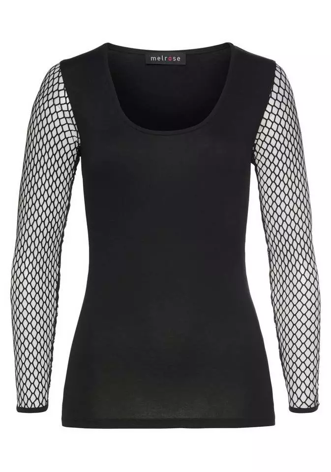 Melrose Rundhalsshirt mit elastischen Ärmeln aus Netz 8 Melrose Rundhalsshirt mit elastischen Ärmeln aus Netz – Bild 6