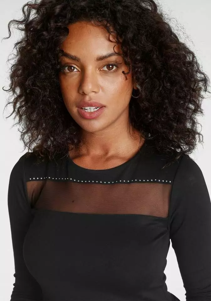 Melrose Rundhalsshirt mit transparentem Mesh-Streifen 3 Melrose Rundhalsshirt mit transparentem Mesh-Streifen