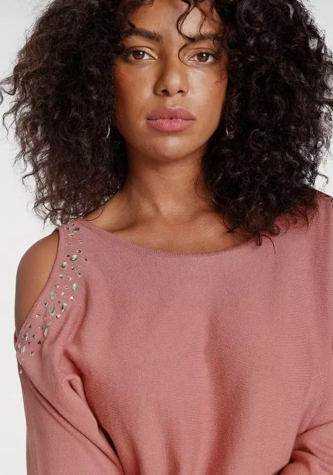 Melrose Fledermauspullover mit Schulter Cut-Out und Ziersteinen 7 Melrose Fledermauspullover mit Schulter Cut-Out und Ziersteinen – Bild 5