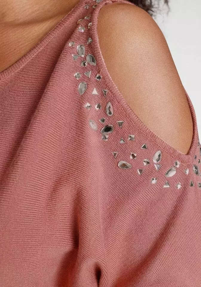 Melrose Fledermauspullover mit Schulter Cut-Out und Ziersteinen 6 Melrose Fledermauspullover mit Schulter Cut-Out und Ziersteinen – Bild 4