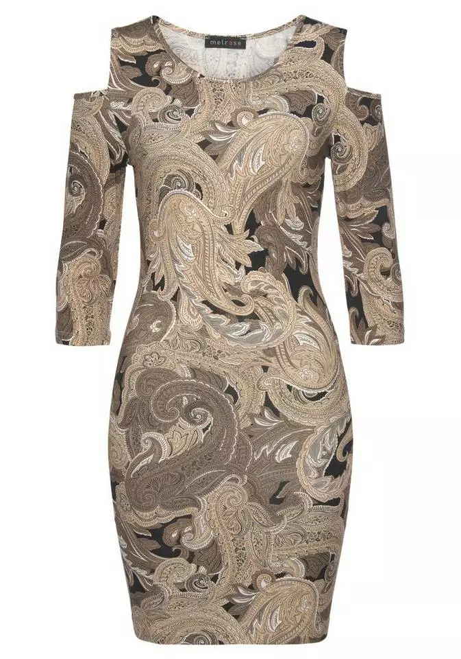 Melrose Jerseykleid mit Schulter Cut-Out - NEUE FARBEN Schwarz-beige, Schwarz-rot-gemustert 5 Melrose Jerseykleid mit Schulter Cut-Out - NEUE FARBEN Schwarz-beige, Schwarz-rot-gemustert – Bild 3