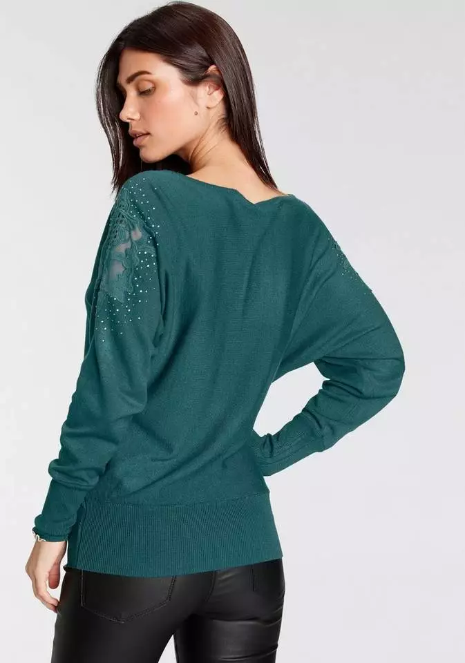 Melrose Fledermauspullover mit Blumen-Applikation und Glitzersteinen 4 Melrose Fledermauspullover mit Blumen-Applikation und Glitzersteinen – Bild 2