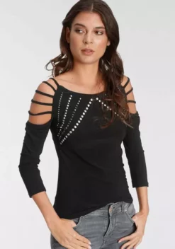 Melrose Rundhalsshirt mit Schlitzen und Ziernieten - NEUE KOLLEKTION