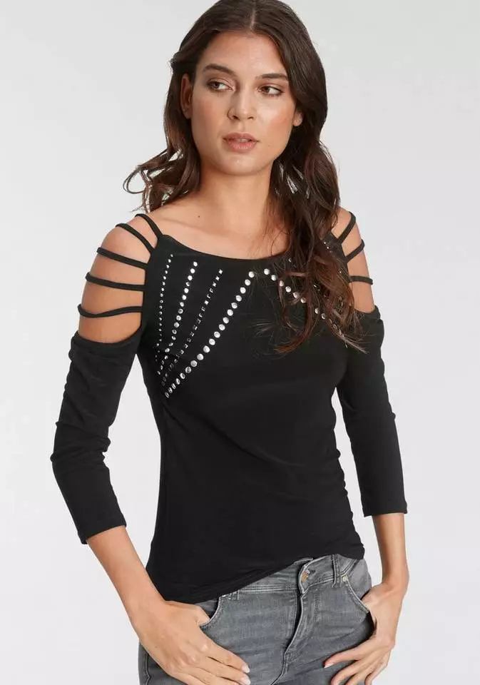 Melrose Rundhalsshirt mit Schlitzen und Ziernieten - NEUE KOLLEKTION 3 Melrose Rundhalsshirt mit Schlitzen und Ziernieten - NEUE KOLLEKTION