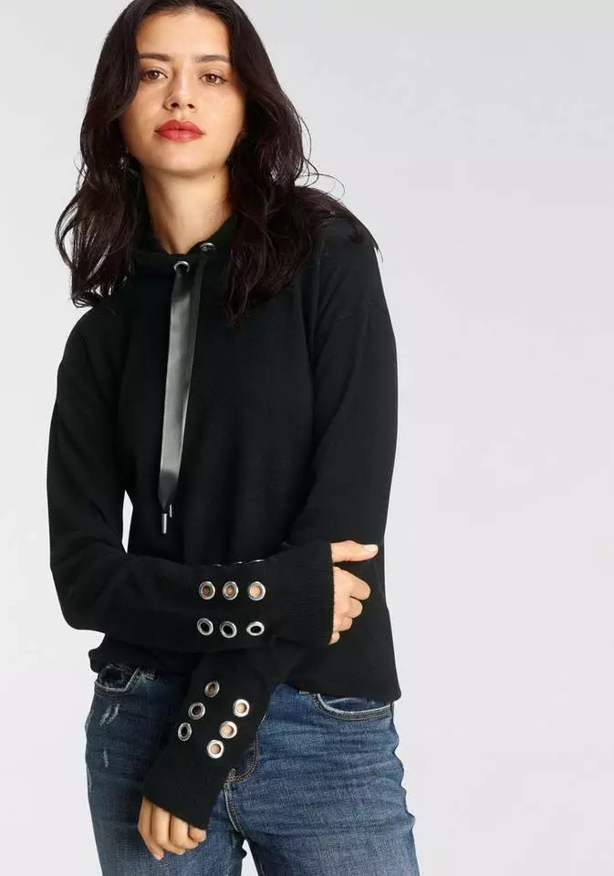 Melrose Strickpullover mit Kapuze und Ösen-Details - NEUE KOLLEKTION 4 Melrose Strickpullover mit Kapuze und Ösen-Details - NEUE KOLLEKTION – Bild 2