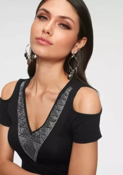 Melrose V-Shirt mit zweifarbigen Glitzersteinen 10 Melrose V-Shirt mit zweifarbigen Glitzersteinen -Melrose Verkaufsshop 33097488