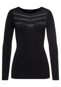 Melrose Rundhalspullover mit Mesh und Glitzersteinen 12 Melrose Rundhalspullover mit Mesh und Glitzersteinen -Melrose Verkaufsshop 34495825 6729 526b 87e0 e172f947eb07
