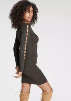 Melrose Strickkleid mit Ärmel Cut-Outs Rosa, Khaki