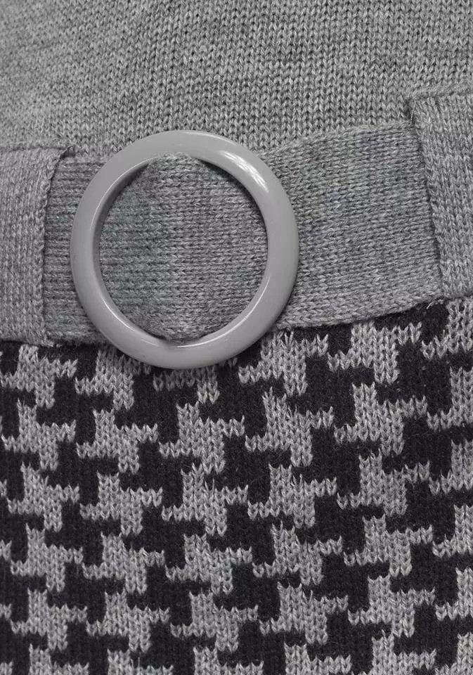 Melrose Strickkleid mit Ziergürtel Grau-schwarz, Schwarz-bordeaux, Schwarz-weiß, Braun-gestreift 8 Melrose Strickkleid mit Ziergürtel Grau-schwarz, Schwarz-bordeaux, Schwarz-weiß, Braun-gestreift – Bild 6