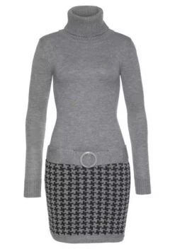 Melrose Strickkleid mit Ziergürtel Grau-schwarz, Schwarz-bordeaux, Schwarz-weiß, Braun-gestreift 16 Melrose Strickkleid mit Ziergürtel Grau-schwarz, Schwarz-bordeaux, Schwarz-weiß, Braun-gestreift -Melrose Verkaufsshop 36935322