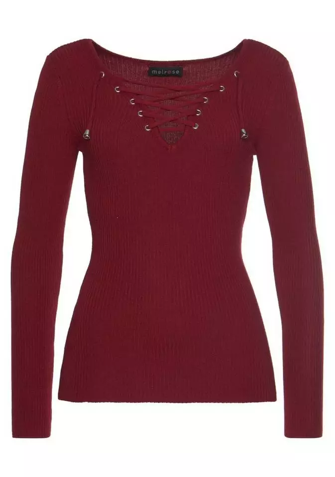 Melrose V-Ausschnitt-Pullover mit Schnürung 8 Melrose V-Ausschnitt-Pullover mit Schnürung – Bild 6