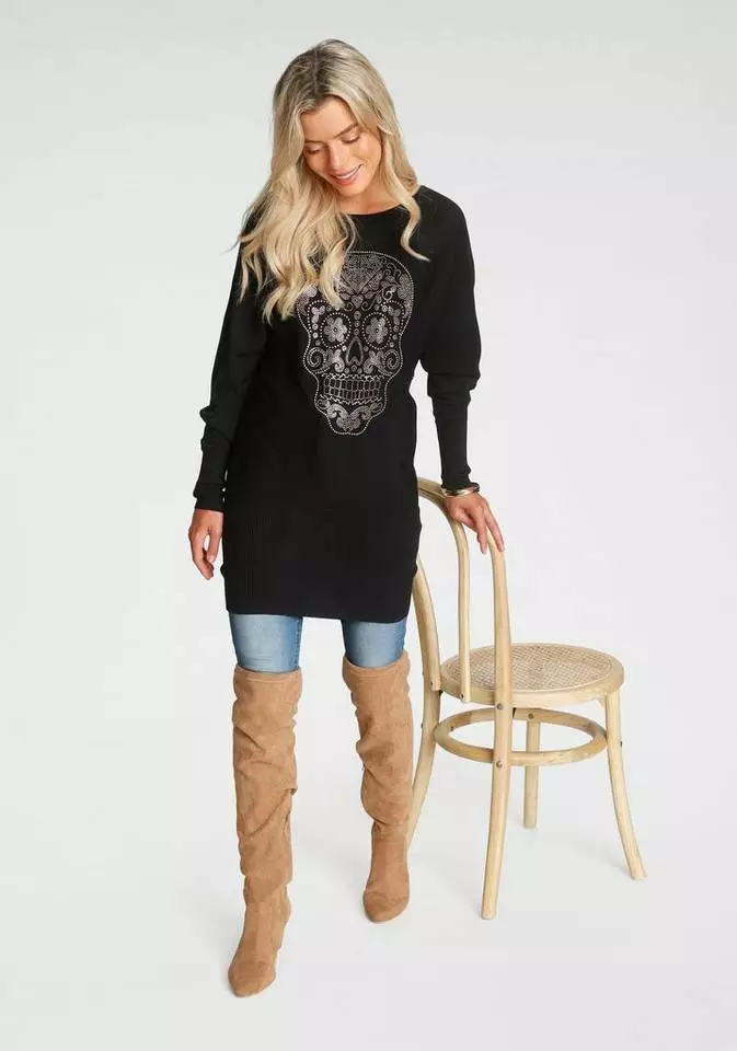 Melrose Fledermauspullover mit Glitzersteinen in Totenkopf-Optik 9 Melrose Fledermauspullover mit Glitzersteinen in Totenkopf-Optik – Bild 7