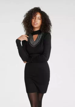 Melrose Strickkleid mit Glitzersteinen und Cut-Out