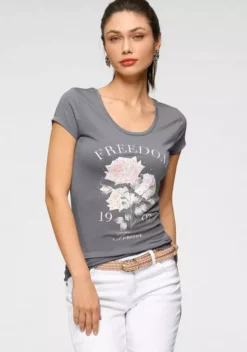 Melrose Kurzarmshirt mit verschiedenen Motiven mit Glitzersteinen