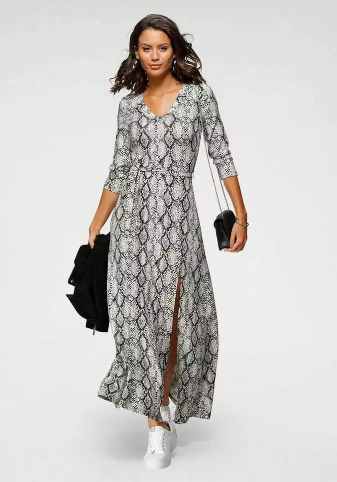 Melrose Maxikleid mit seitlichem Schlitz Schwarz-weiß-gemustert, Schwarz-braun-gemustert 12 Melrose Maxikleid mit seitlichem Schlitz Schwarz-weiß-gemustert, Schwarz-braun-gemustert – Bild 10