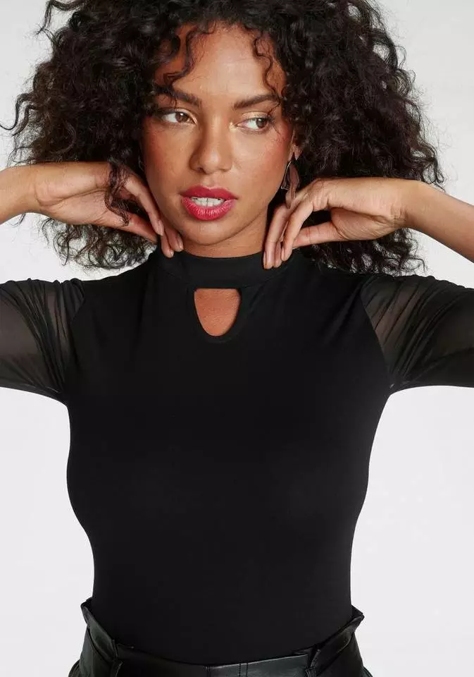 Melrose Rundhalsshirt mit Volantärmeln und Mesh 6 Melrose Rundhalsshirt mit Volantärmeln und Mesh – Bild 4