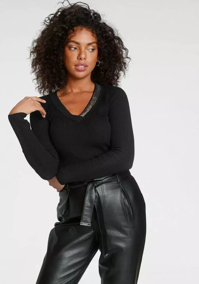 Melrose V-Ausschnitt-Pullover mit Pailletten 4 Melrose V-Ausschnitt-Pullover mit Pailletten – Bild 2