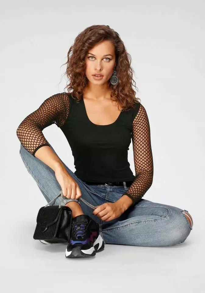 Melrose Rundhalsshirt mit elastischen Ärmeln aus Netz 10 Melrose Rundhalsshirt mit elastischen Ärmeln aus Netz – Bild 8