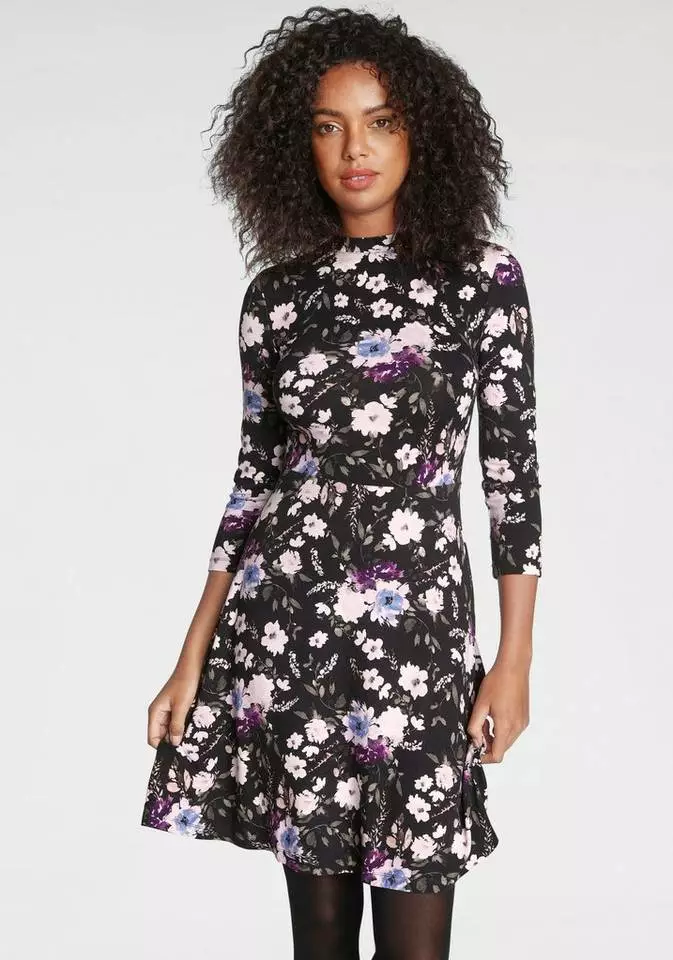 Melrose Jerseykleid mit verschiedenen Dessins Schwarz-geblümt, Rot-kariert 3 Melrose Jerseykleid mit verschiedenen Dessins Schwarz-geblümt, Rot-kariert