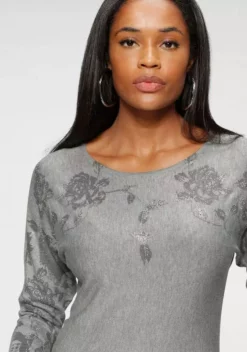 Melrose Fledermauspullover mit Blumenmuster und Glitzersteinen Grau-meliert, Dunkelgrau, Rosa 15 Melrose Fledermauspullover mit Blumenmuster und Glitzersteinen Grau-meliert, Dunkelgrau, Rosa -Melrose Verkaufsshop 4d72e88e fcf3 55b3 8d89 70428b68c82e