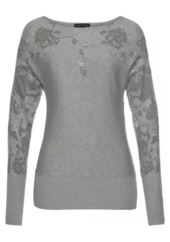 Melrose Fledermauspullover mit Blumenmuster und Glitzersteinen Grau-meliert, Dunkelgrau, Rosa 17 Melrose Fledermauspullover mit Blumenmuster und Glitzersteinen Grau-meliert, Dunkelgrau, Rosa -Melrose Verkaufsshop 4ea79e81 e732 515c 922d 7fd3384d8dfe