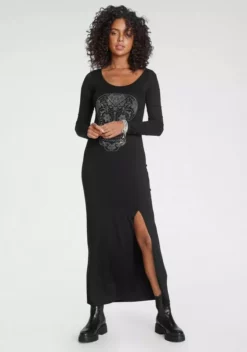 Melrose Maxikleid mit Glitzersteinen in Totenkopf-Optik