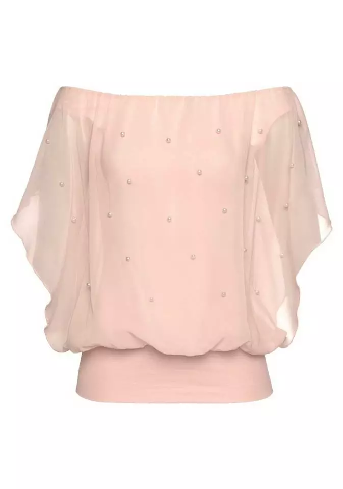 Melrose Chiffonbluse mit Zierperlen Marine, Rosa 4 Melrose Chiffonbluse mit Zierperlen Marine, Rosa – Bild 2