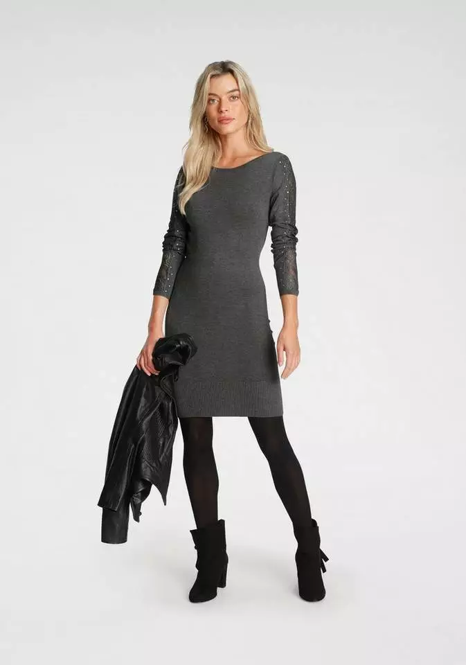 Melrose Strickkleid mit Spitzenstreifen und Glitzersteinen - NEUE KOLLEKTION 7 Melrose Strickkleid mit Spitzenstreifen und Glitzersteinen - NEUE KOLLEKTION – Bild 5