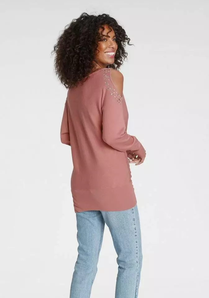 Melrose Fledermauspullover mit Schulter Cut-Out und Ziersteinen 5 Melrose Fledermauspullover mit Schulter Cut-Out und Ziersteinen – Bild 3