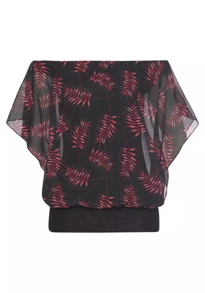 Melrose Shirtbluse mit bedrucktem Chiffon Schwarz-rot-geblümt, Grau-rosa-geblümt 8 Melrose Shirtbluse mit bedrucktem Chiffon Schwarz-rot-geblümt, Grau-rosa-geblümt – Bild 6