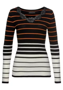 Melrose Streifenpullover mit Blumen-Spitze und Glitzersteinen 12 Melrose Streifenpullover mit Blumen-Spitze und Glitzersteinen -Melrose Verkaufsshop 54ba8fe2 f64a 58f9 a6f5 69c9729bfd5d