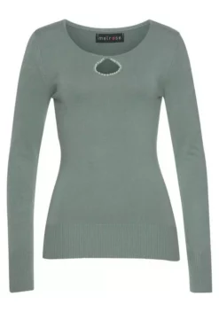 Melrose Rundhalspullover mit Zierperlen Lindgrün, Schwarz 14 Melrose Rundhalspullover mit Zierperlen Lindgrün, Schwarz -Melrose Verkaufsshop 55700c4c 845f 5efd 9aed 35db1d6a36d7
