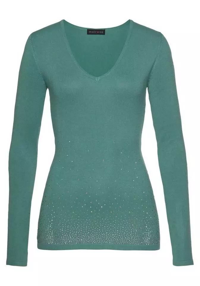 Melrose V-Ausschnitt-Pullover mit Strassdeko Hellgrün, Schwarz, Apricot 7 Melrose V-Ausschnitt-Pullover mit Strassdeko Hellgrün, Schwarz, Apricot – Bild 5