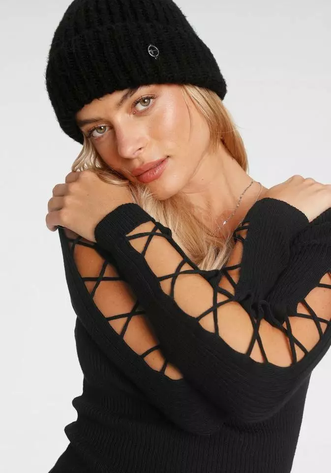 Melrose Rundhalspullover mit Zier-Schnürung am Ärmel 5 Melrose Rundhalspullover mit Zier-Schnürung am Ärmel – Bild 3