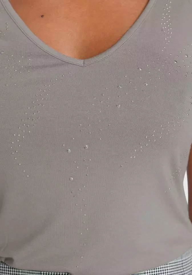 Melrose T-Shirt mit Glitzersteinen Grau, Schwarz 8 Melrose T-Shirt mit Glitzersteinen Grau, Schwarz – Bild 6