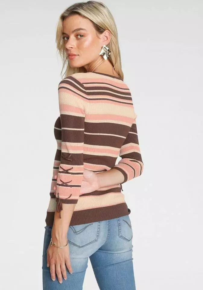 Melrose V-Ausschnitt-Pullover mit Glitzergarn und Schnürung 4 Melrose V-Ausschnitt-Pullover mit Glitzergarn und Schnürung – Bild 2