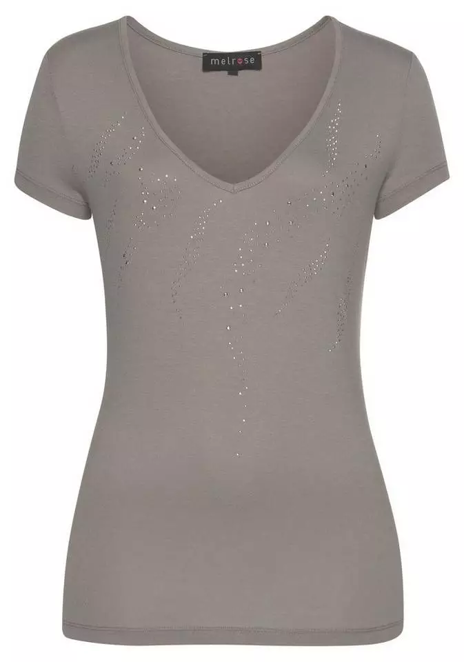 Melrose T-Shirt mit Glitzersteinen Grau, Schwarz 7 Melrose T-Shirt mit Glitzersteinen Grau, Schwarz – Bild 5