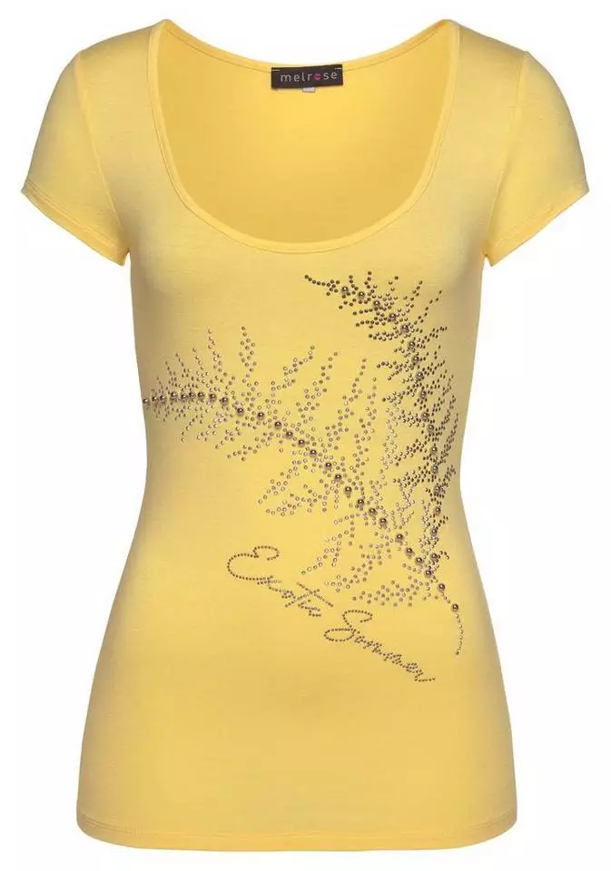 Melrose Rundhalsshirt mit Perlen und Glitzersteinen 4 Melrose Rundhalsshirt mit Perlen und Glitzersteinen – Bild 2